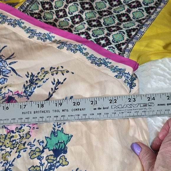 Free People Positano Peasant Blouse Patchwork Floral Boho Top Size S - Picture 6 of 8